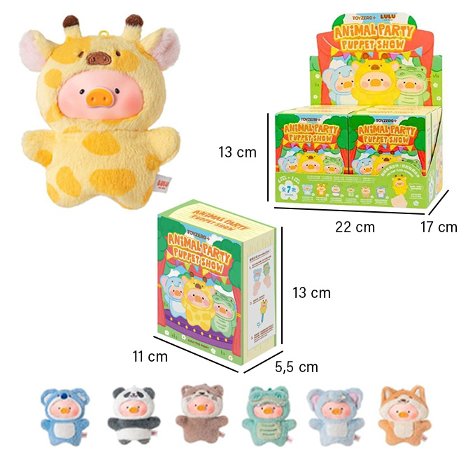 (Mis 0) LULU THE PIGGY Animal Party Portachiavi 10cm In Blind Box (xcm) In espo da 6pz 7ass…x6…x96